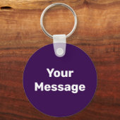 Eenvoudige Donker Paarse en Wit Uw Boodschap Sjabl Sleutelhanger (Achterkant)