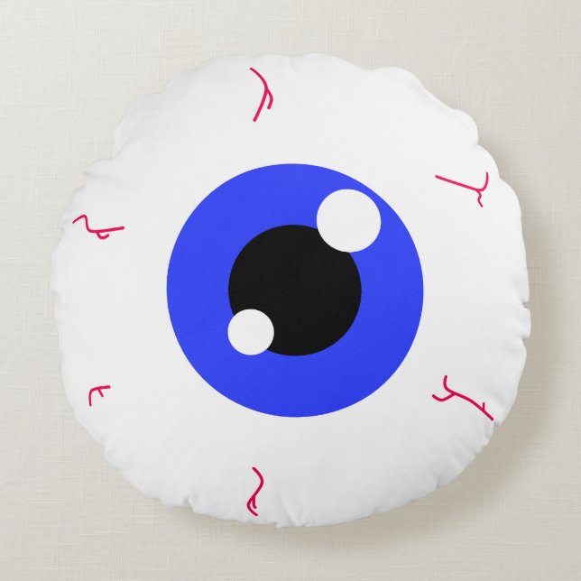 Eenvoudige donkerblauwe oogbal rond kussen (Voorkant)