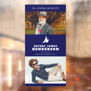 Eenvoudige donkerblauwe witte duif aangepaste foto raamsticker