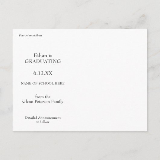 Eenvoudige donkere tekst Het Afstuderen Datum opsl Briefkaart (Achterkant)