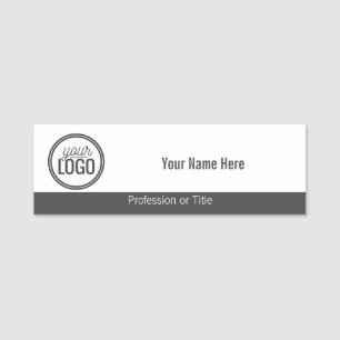 Eenvoudige donkergrijze band met uw logo professio naamplaatje