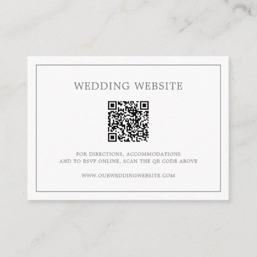 Eenvoudige Donkergrijze Monogram QR-code Elegante Informatiekaartje (Voorkant)