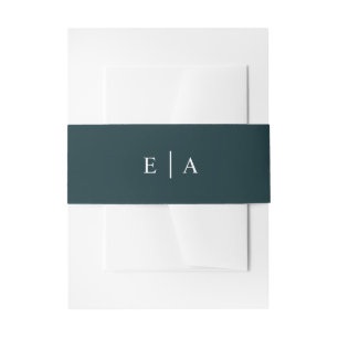 Eenvoudige Donkergroene Monogram Huwelijksuitnodig Uitnodigingen Wikkel