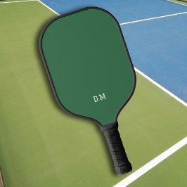 Eenvoudige donkergroene monogram Initialen Pickleball Paddle