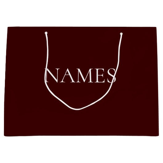 Eenvoudige donkerrode & witte aangepaste scriptnaa groot cadeauzakje (Voorkant)