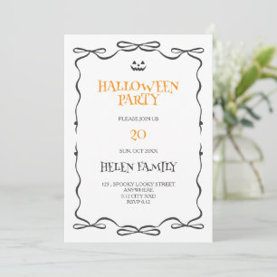 eenvoudige doodle halloweenfeest uitnodiging