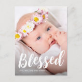 Eenvoudige Doop Dank Je Wel met Kruisfoto Briefkaart (Voorkant)