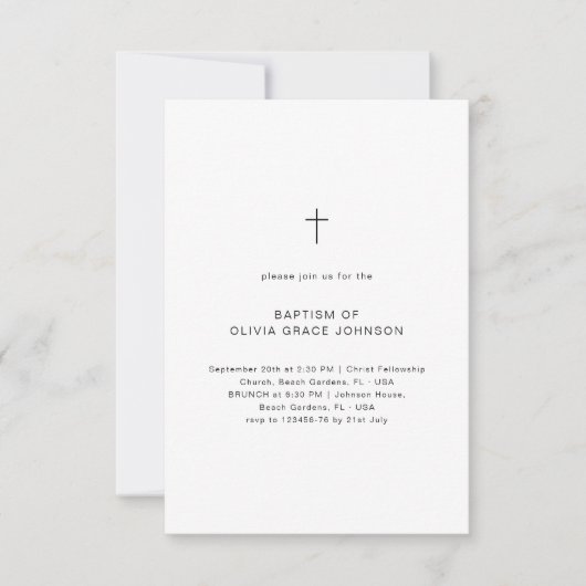 Eenvoudige doop zwart en wit Minimale doop Kaart (Voorkant)