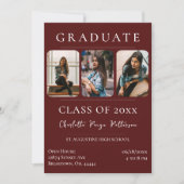 Eenvoudige drie foto's afstudeerfeest | Rode uitno Kaart (Voorkant)