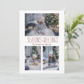 Eenvoudige drie-fotoserie feestdagenkaart (Staand voorkant)