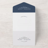 Eenvoudige Duidelijke Marineblauw Monogram QR Code All In One Uitnodiging (Buitenkant)