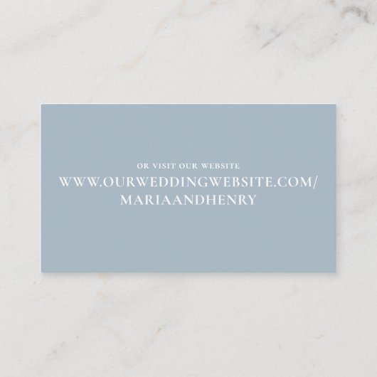 Eenvoudige Dusta Blue Calligraphy Reply QR Code On Informatiekaartje (Achterkant)