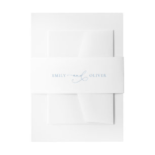 Eenvoudige Dusty Blauw en Wit bruiloft Uitnodigingen Wikkel