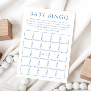 Eenvoudige Dusty Blue Baby shower Baby Bingo Kaart