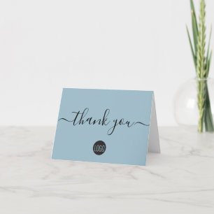 Eenvoudige Dusty blue Business logo Custom Bedankkaart