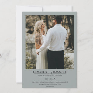 Eenvoudige Dusty Blue Grey Foto Lijst Handfasting  Kaart