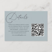 Eenvoudige Dusty Blue QR Code Wedding Details Informatiekaartje (Voorkant)