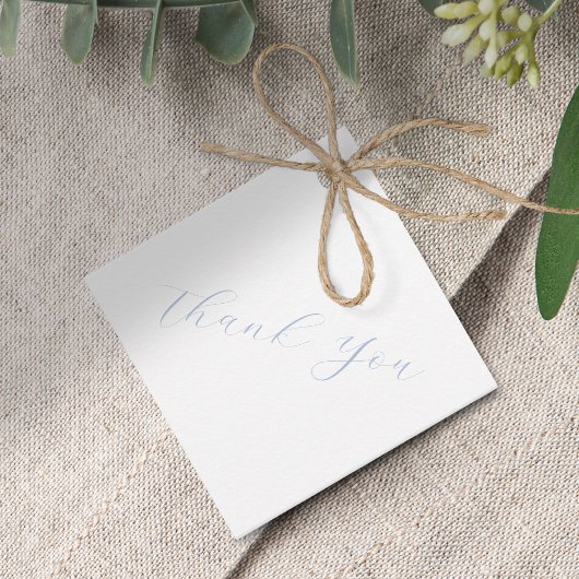 Eenvoudige Dusty Blue Script Wedding Bedankt Bedankjes Labels