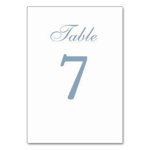 Eenvoudige Dusty Blue Trouwtafel Nummer Kaart