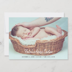 Eenvoudige E-legant script Newborn Baby minimalist Aankondiging