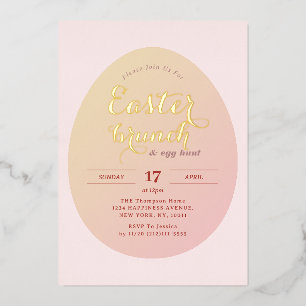 Eenvoudige Easter Brunch Egg Hunt Soft Pink Folie Uitnodiging