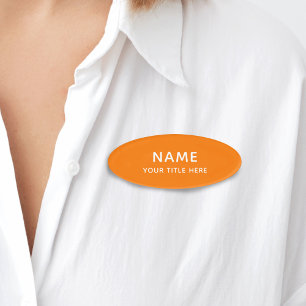 Eenvoudige, eenvoudige, moderne, minimale Oranje t Naambadge