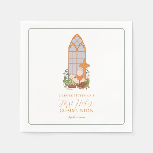 Eenvoudige Eerste Heilige Communie Eucharistie Servet (Voorkant)