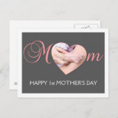 Eenvoudige eerste Moederdag aangepaste foto Briefk Briefkaart (Voorkant / Achterkant)