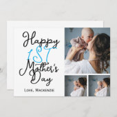 Eenvoudige eerste Moederdag Drie Foto Collage Feestdagenkaart (Voorkant / Achterkant)