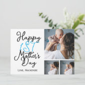 Eenvoudige eerste Moederdag Drie Foto Collage Feestdagenkaart (Staand voorkant)