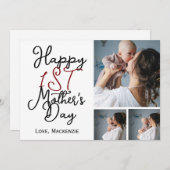 Eenvoudige eerste Moederdag Drie Fotocollage Feestdagenkaart (Voorkant / Achterkant)