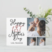 Eenvoudige eerste Moederdag Drie Fotocollage Feestdagenkaart (Staand voorkant)