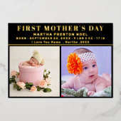 Eenvoudige eerste Moederdag foto collage aandenken Folie Feestdagenkaart (Voorkant)