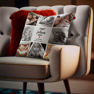 Eenvoudige Eerste Vaderdag Foto Collage Papa Kussen