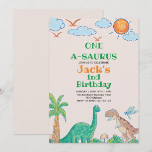 Eenvoudige Eerste Verjaardag Dinosaurus Kaart