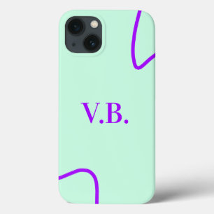 Eenvoudige effen kleur voeg naam tekst monogram to iPhone 13 hoesje