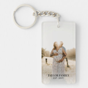 Eenvoudige eigen foto en naam Acrylische Sleutelha Sleutelhanger