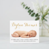 Eenvoudige Elegance Aangepaste Fotogeboorte Aankon Aankondigingskaart (Staand voorkant)