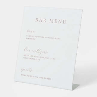 Eenvoudige Elegance Bar Menu Sign Reclamebord Met Voetstuk