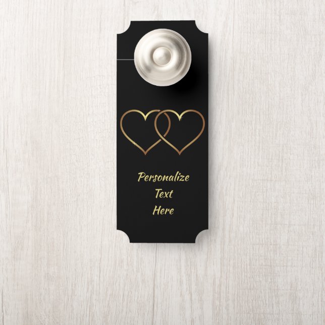 Eenvoudige Elegance Gold & Black Hearts Joined Roo (Op knop)