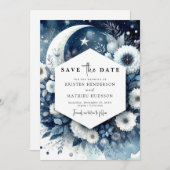 Eenvoudige Elegance Maanverlichte bruiloft Save The Date (Voorkant / Achterkant)