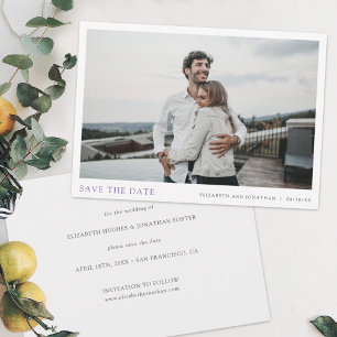 Eenvoudige Elegant Aangepaste Fotobruiloft bespaar Save The Date