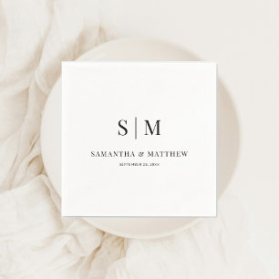 Eenvoudige Elegant Ampersand Couple Initialen Wedd Servet