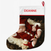 Eenvoudige Elegant Baby's Eerste Kerstmis 1 Foto Grote Kerstsok (Achterkant)