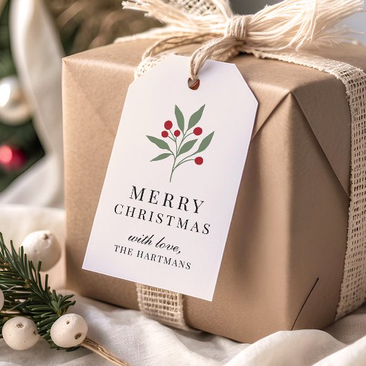 Eenvoudige Elegant Berry Botanische Kerst Cadeaulabel