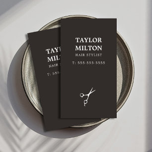 Eenvoudige Elegant Black en White Scissor Hairdres Visitekaartje