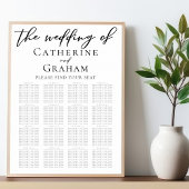 Eenvoudige Elegant Black Script Wedding Seating Ch Poster