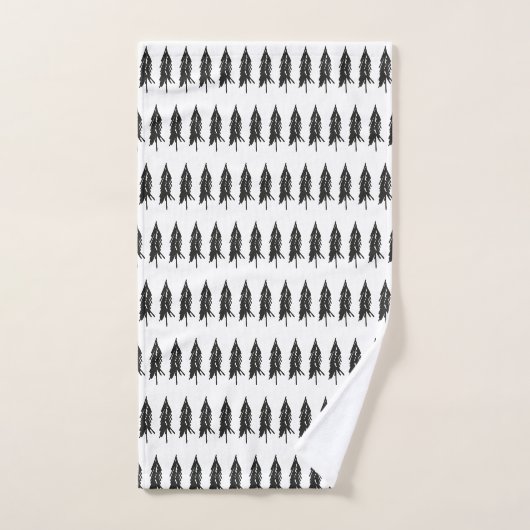 Eenvoudige Elegant Black & White Evergreen-bomen Bad Handdoek (Handdoek)