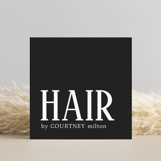 Eenvoudige Elegant Black White Hair Stylist Square Vierkante Visitekaartje