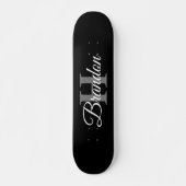 Eenvoudige Elegant Black White Monogram aangepaste Skateboard (Voorkant)
